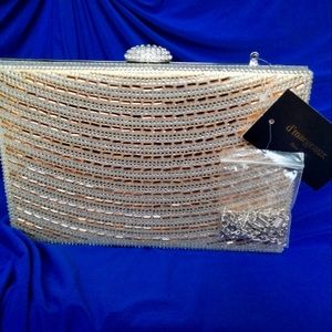 NEW Champagne Gold/Silver Diamanté Clutch